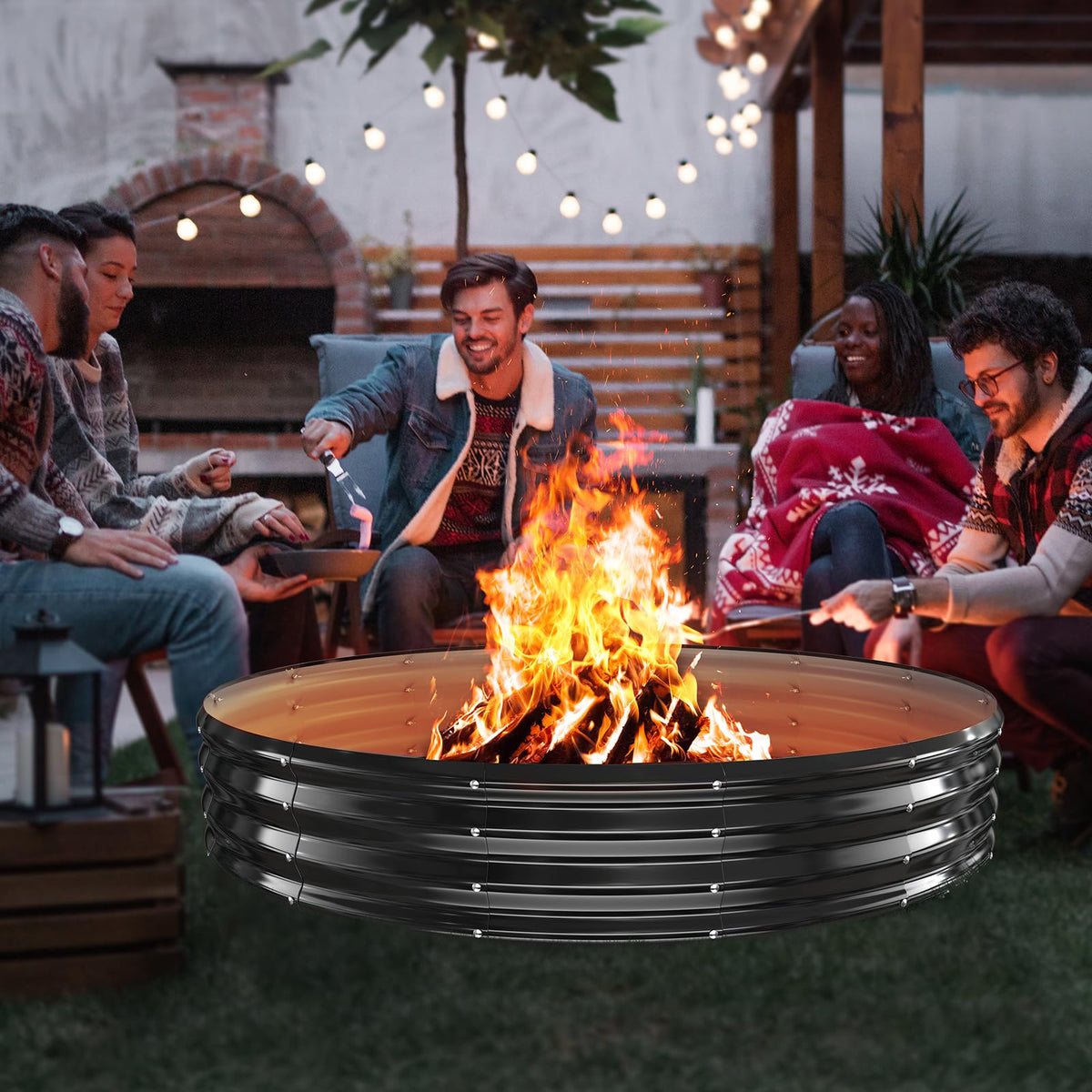 YSEJOMP fire pit ring with foldable design for easy transport.