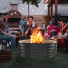 YSEJOMP fire pit ring in outdoor dining ambiance enhancing evenings