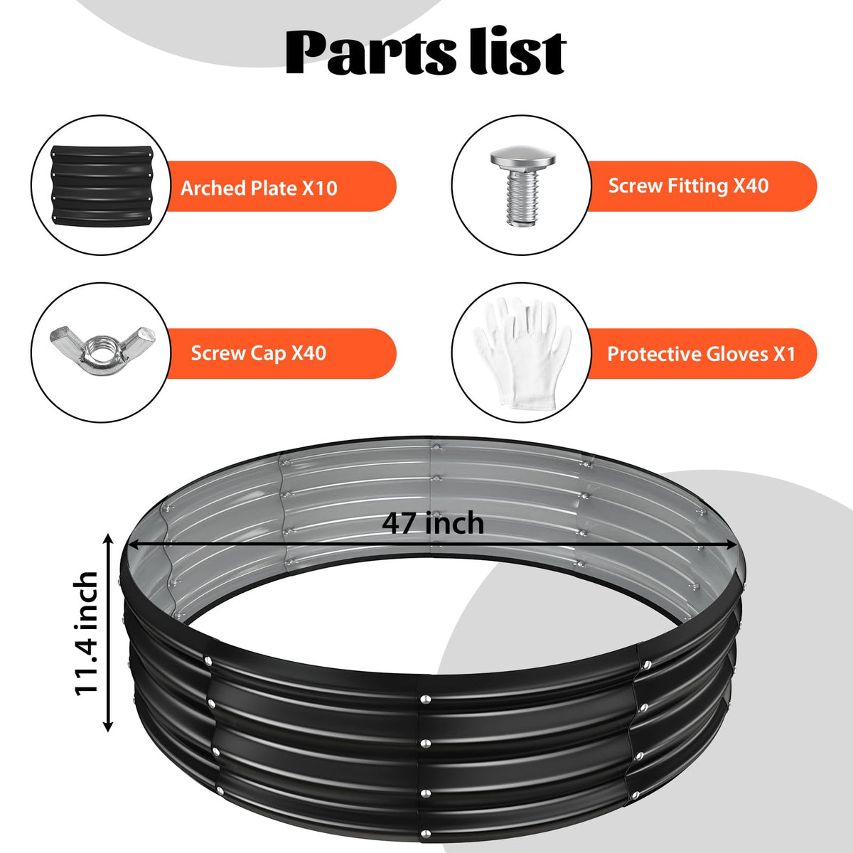 Gloves included for safe, confident assembly of your fire pit ring.