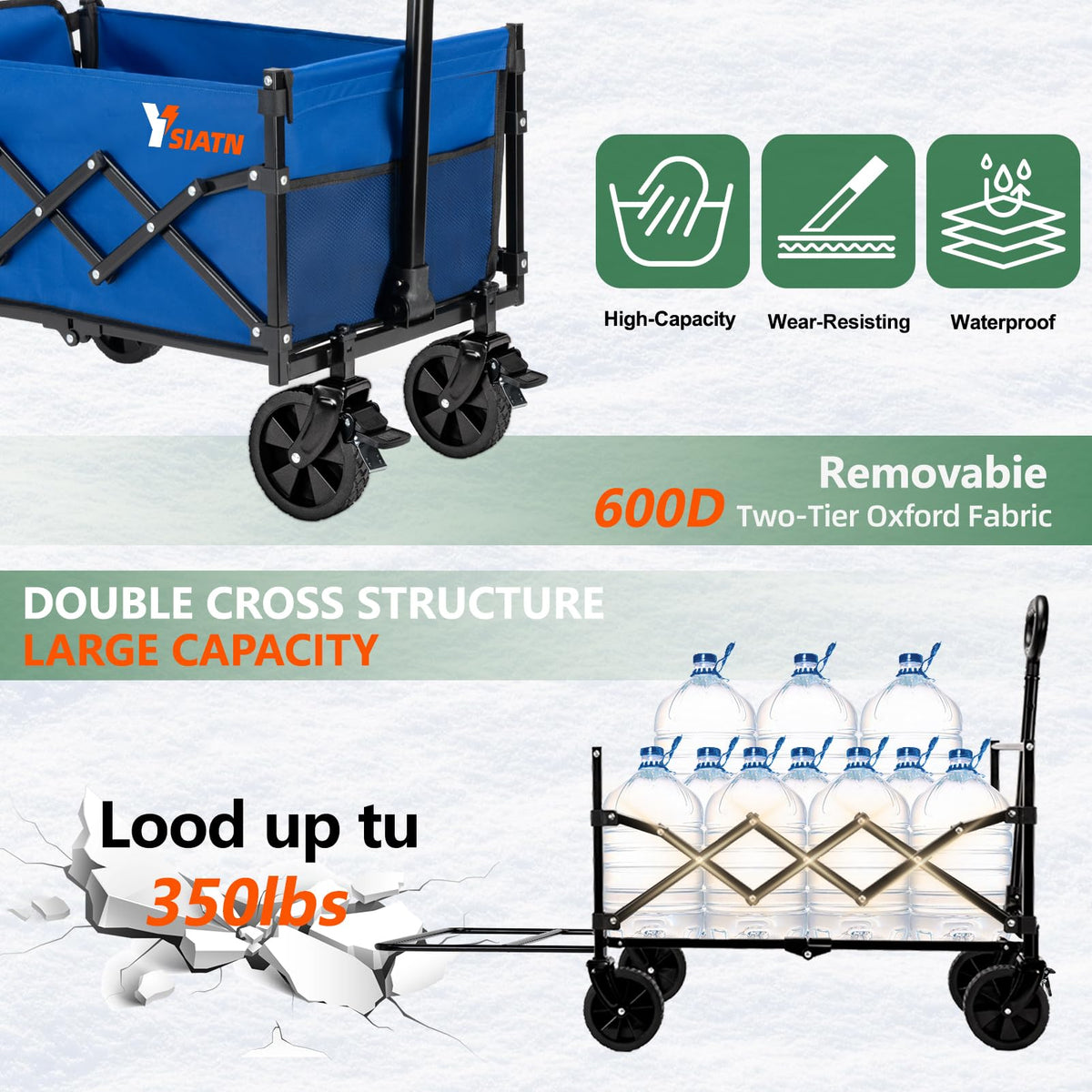 YSIATN telescopic handle adjusts to different heights for comfortable pulling.