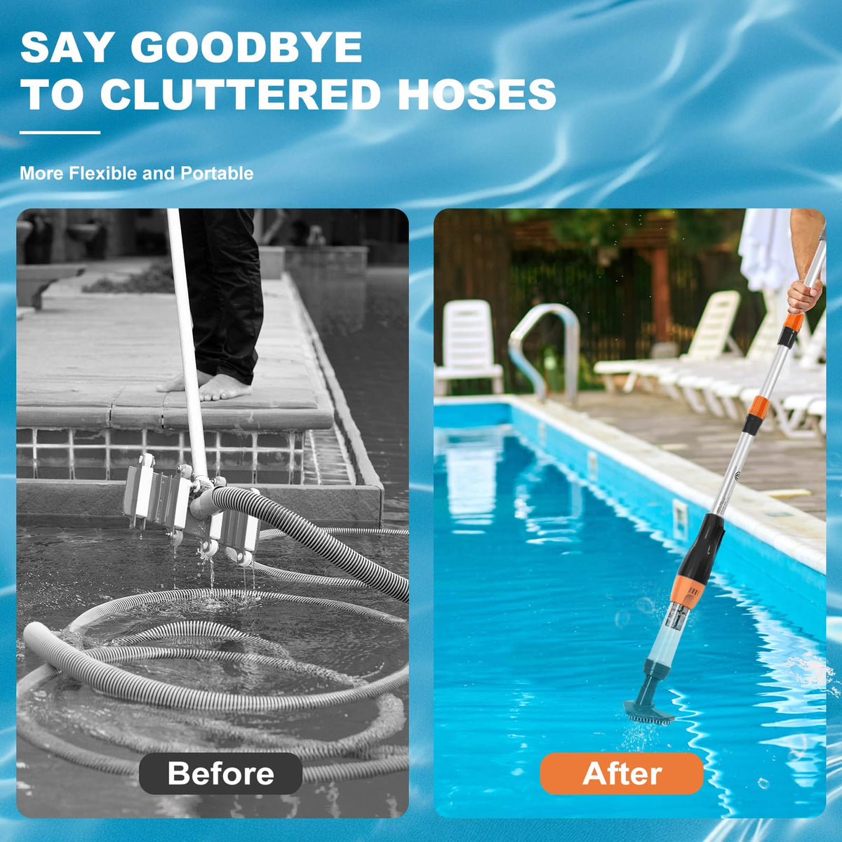 YSMJ handheld cleaner reaches tight spaces around spa and tub