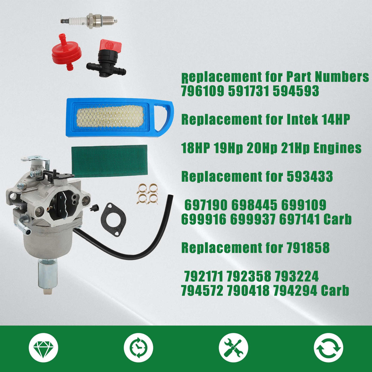 YSMN carburetor dimensioning for Briggs Stratton fit supports accurate sizing