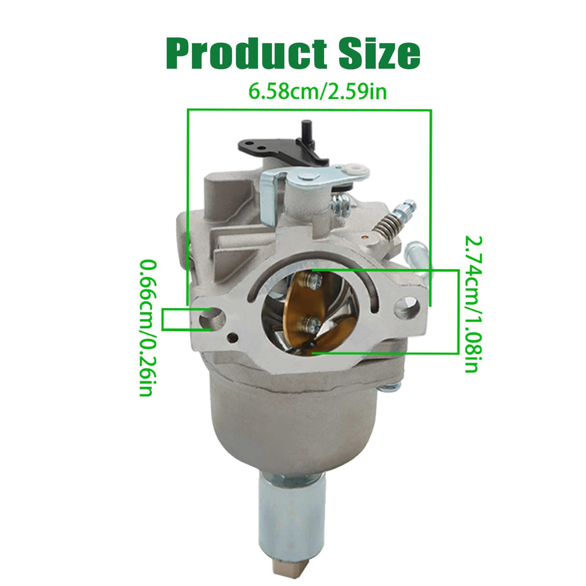 YSMN carburetor top view shows compatibility with Briggs Stratton models