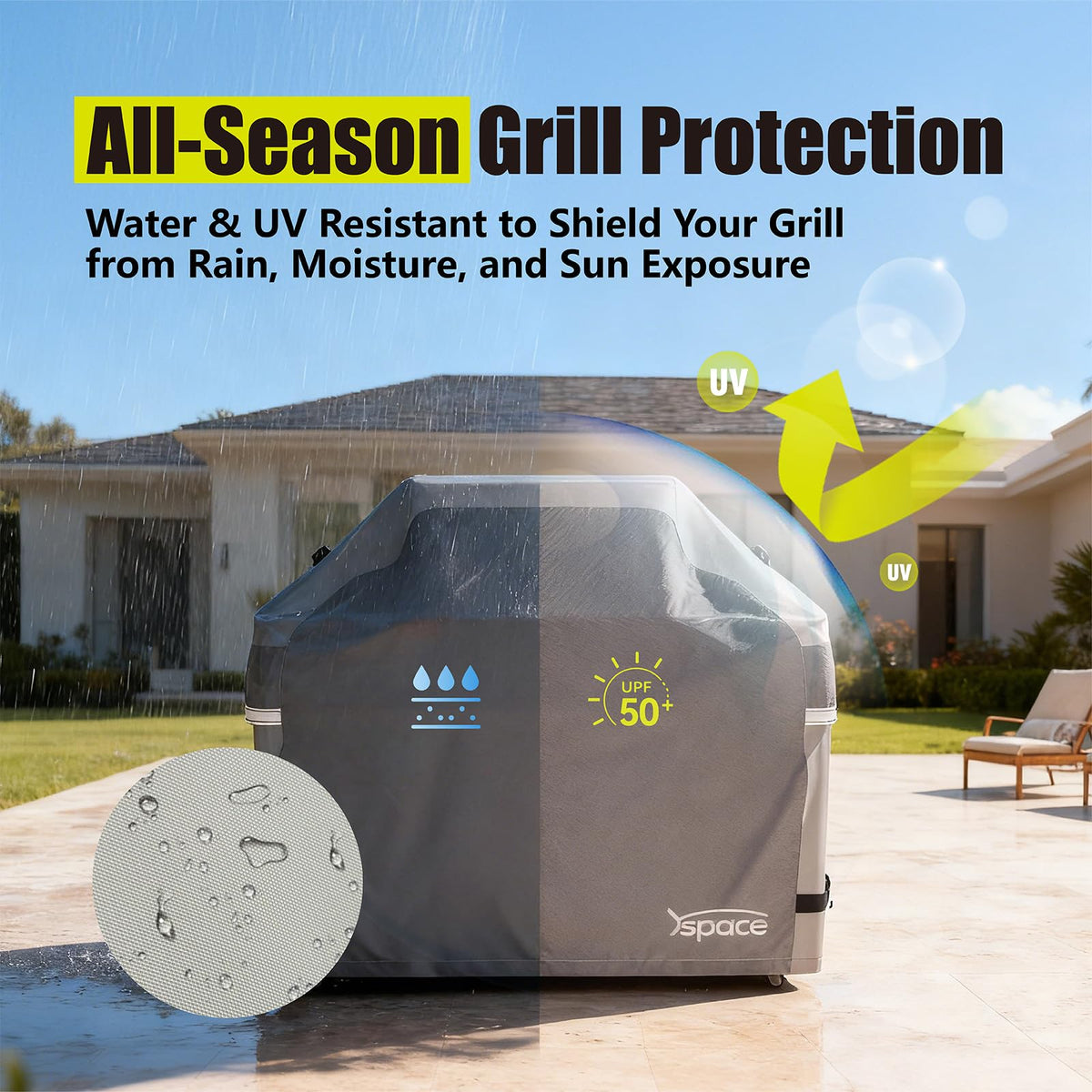 YSPACE grill cover 3D-fit with vents promotes airflow and moisture control