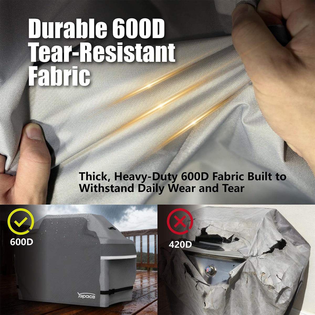 YSPACE grill cover reflective strips enhance nighttime visibility and safety