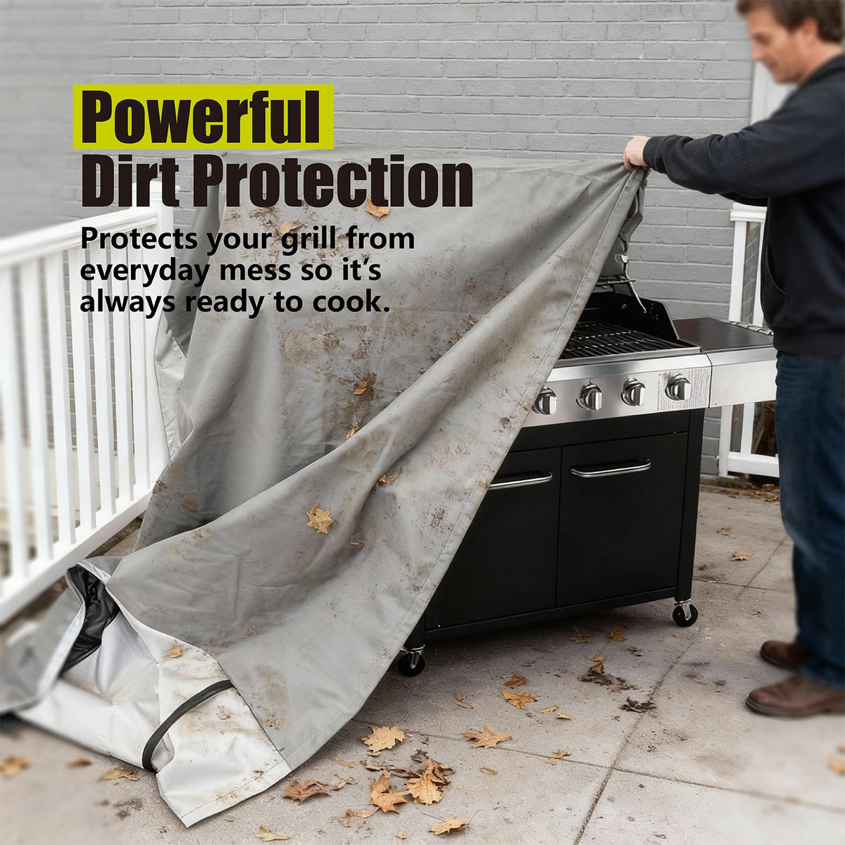 YSPACE grill cover highlighting waterproof coating and UV protection