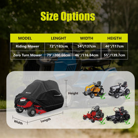 YSPACE cover measures 72 by 54 by 46 inches for riding mowers