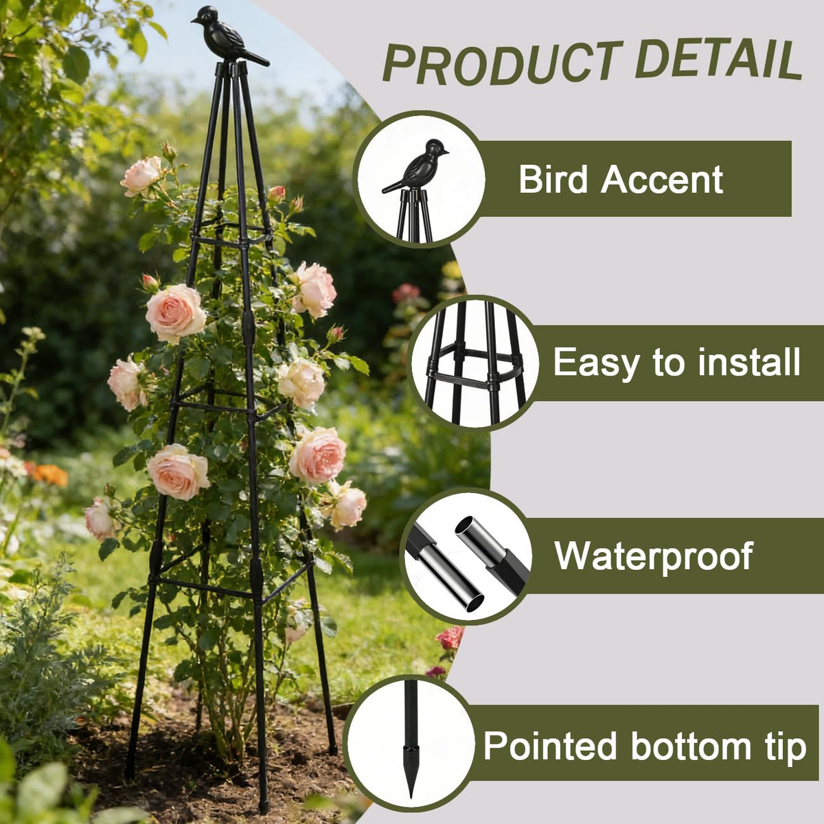Ytgarflnzw garden trellis conical top bird decor adds focal point.