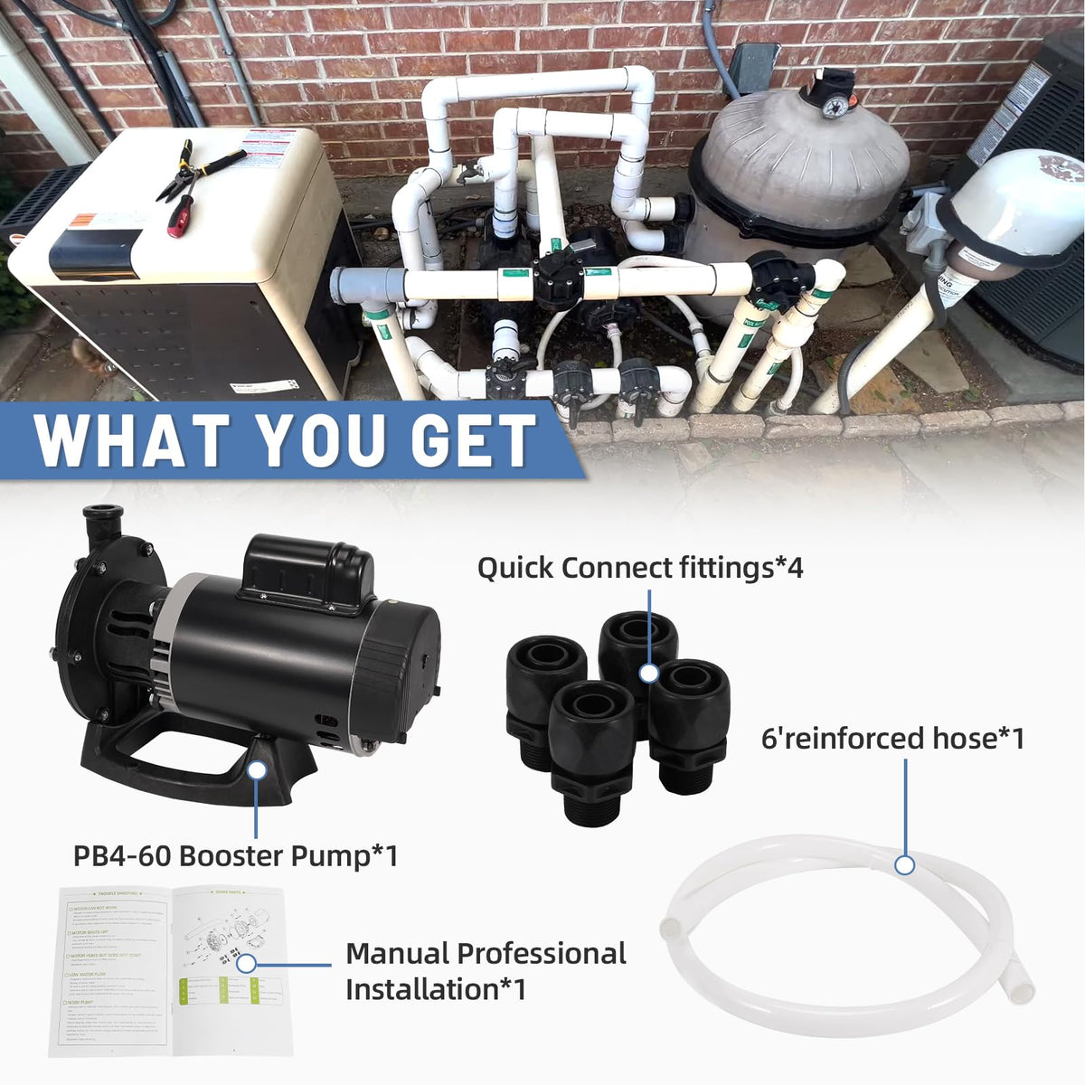 Ytrica PB4-60 ready-to-install booster pump with drain plug included