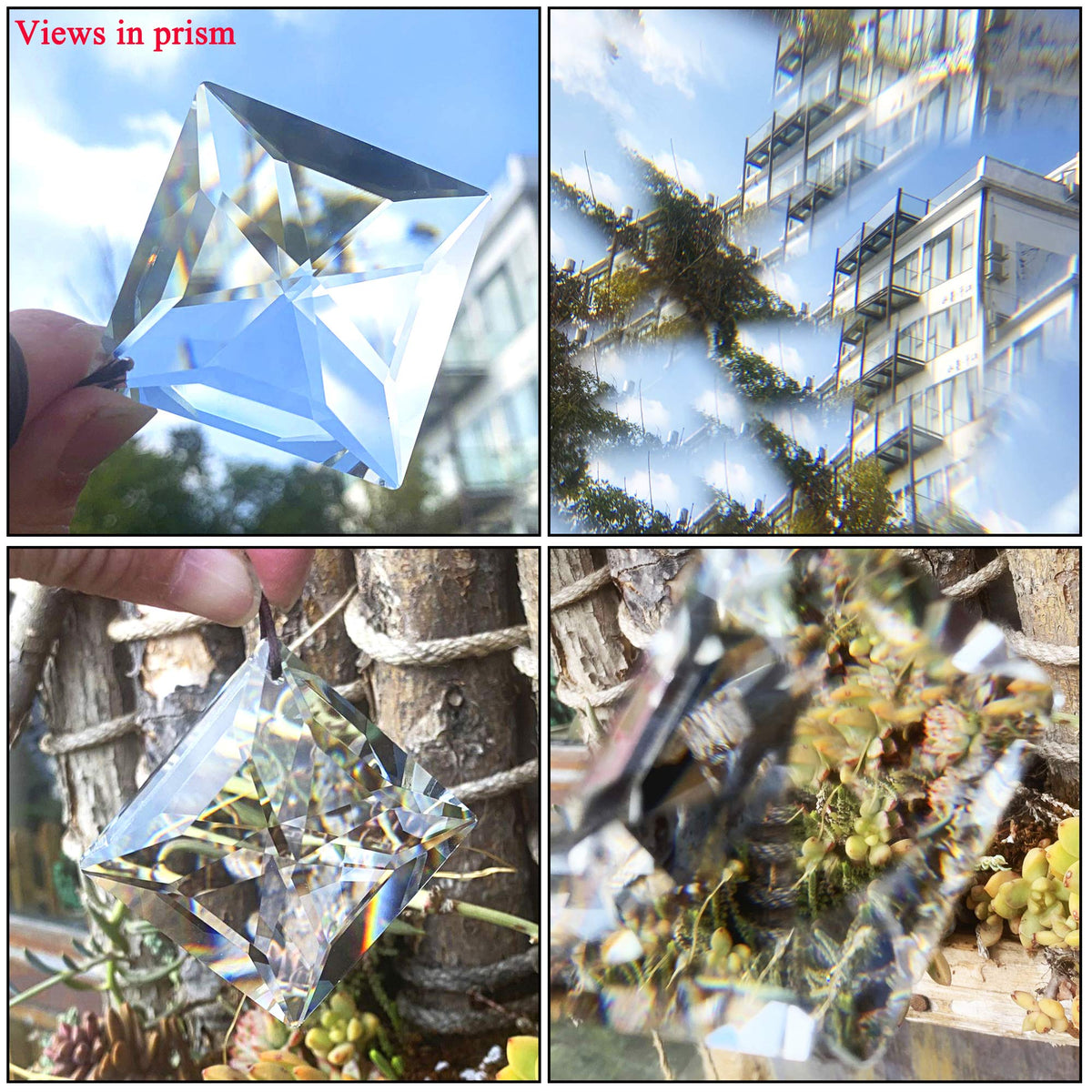 YU FENG 50mm suncatcher square enhances outdoor porch or balcony decor