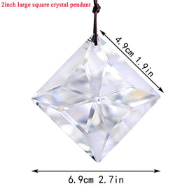 YU FENG square crystal suncatcher side-cut facet sparkles under light