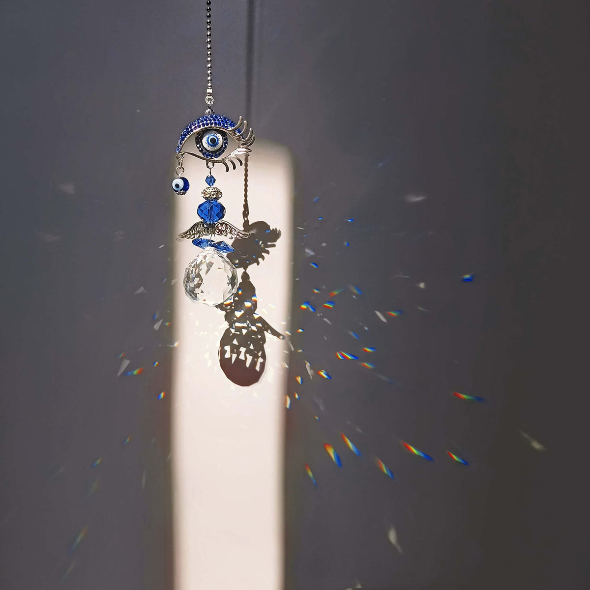 YU FENG window hanging crystal angel suncatcher adds decorative glow.