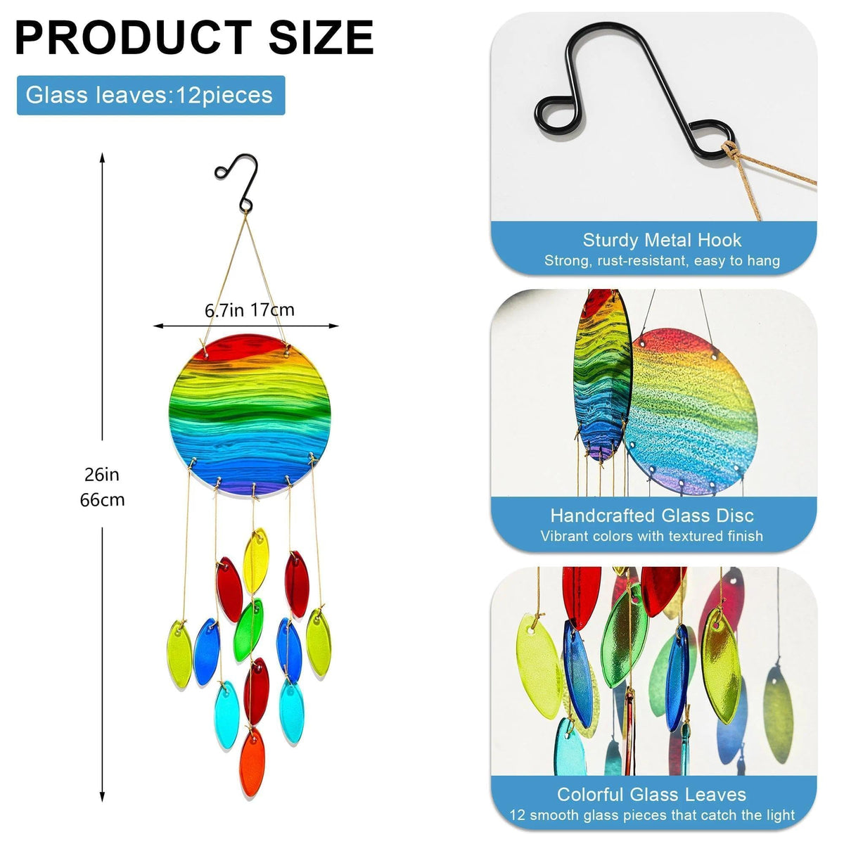 YU FENG Colorful Glass Beads Wind Chime adds playful texture and light-catching detail