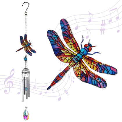 YU FENG dragonfly wind chime in garden adds soothing color and gentle movement.