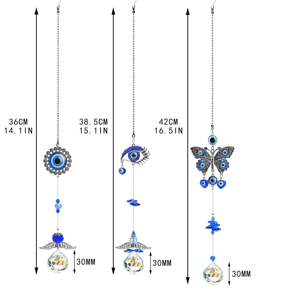 YU FENG evil eye suncatcher butterfly angel heart design adds charm and positive vibes.
