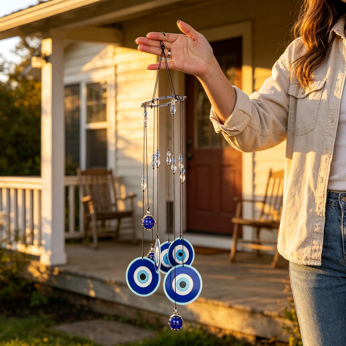YU FENG Metal Evil Eye top provides a sturdy garden focal point.