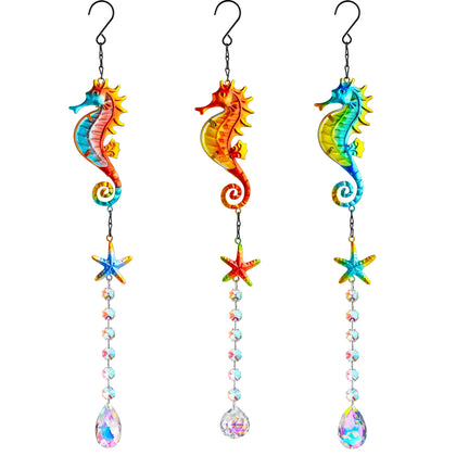 YU FENG Seahorse Crystal Suncatcher creates vivid rainbows in sunlight across windows