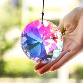 YU FENG AB-color window suncatcher 79mm creates vivid rainbows indoors.