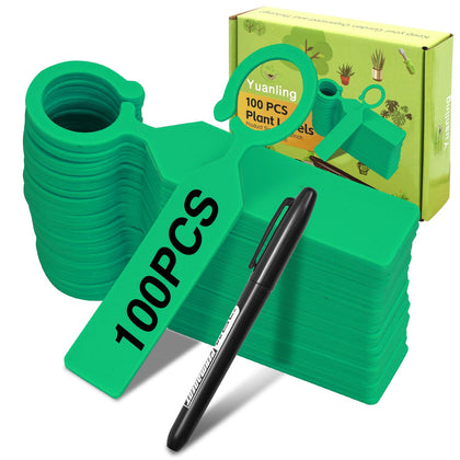 Yuanling plant labels green, 100-pack for clear identification in garden beds.