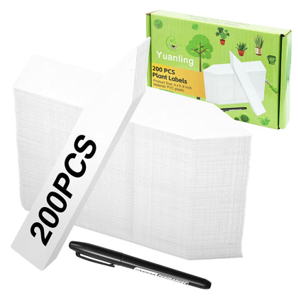 Yuanling plant labels for seedlings, white tags durable for outdoor use.