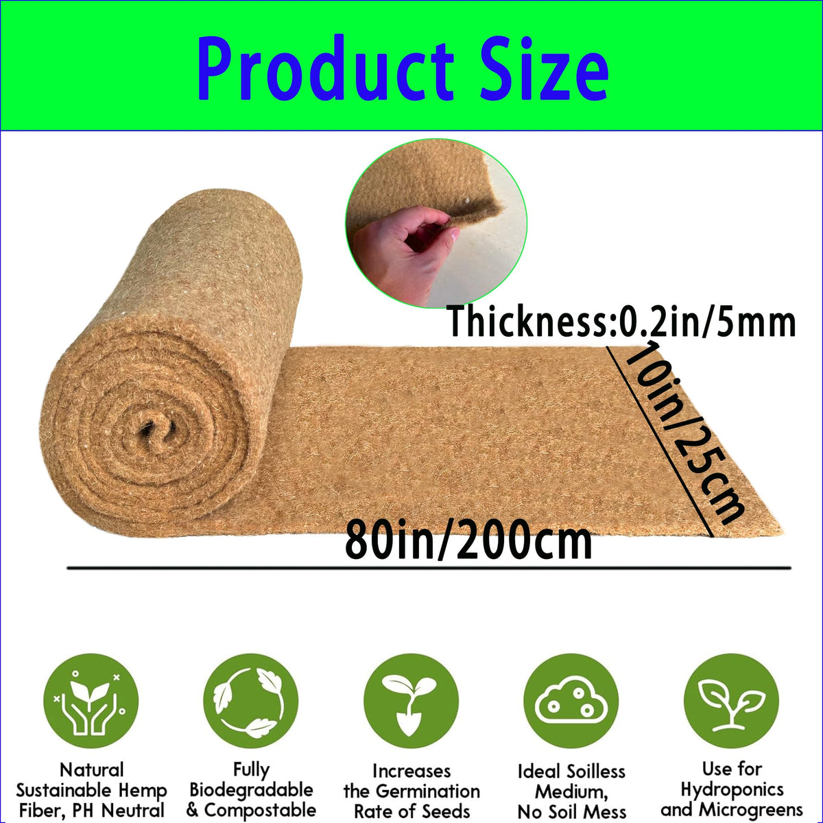Yuanwovv hemp seed sprout mat, biodegradable and eco-friendly for microgreens