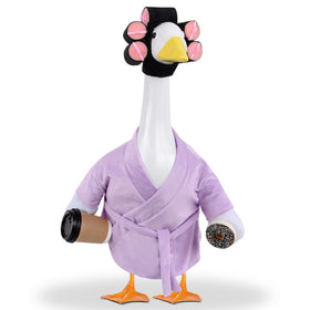 yuboo Lady Goose Outfit bathrobe in purple on porch goose for playful curb appeal