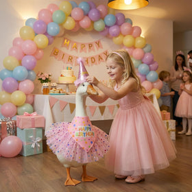 Yuboo pink birthday tutu close-up, tulle skirt texture highlights festive flair.
