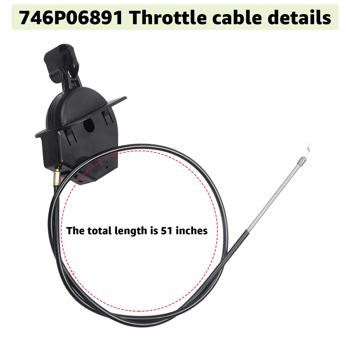 Yubunt throttle cable sleeve length of 45 inches for a snug fit.