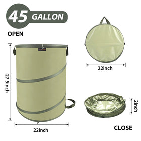 YUDI & GARDEN collapsible bin showing internal spring for hands-free setup.