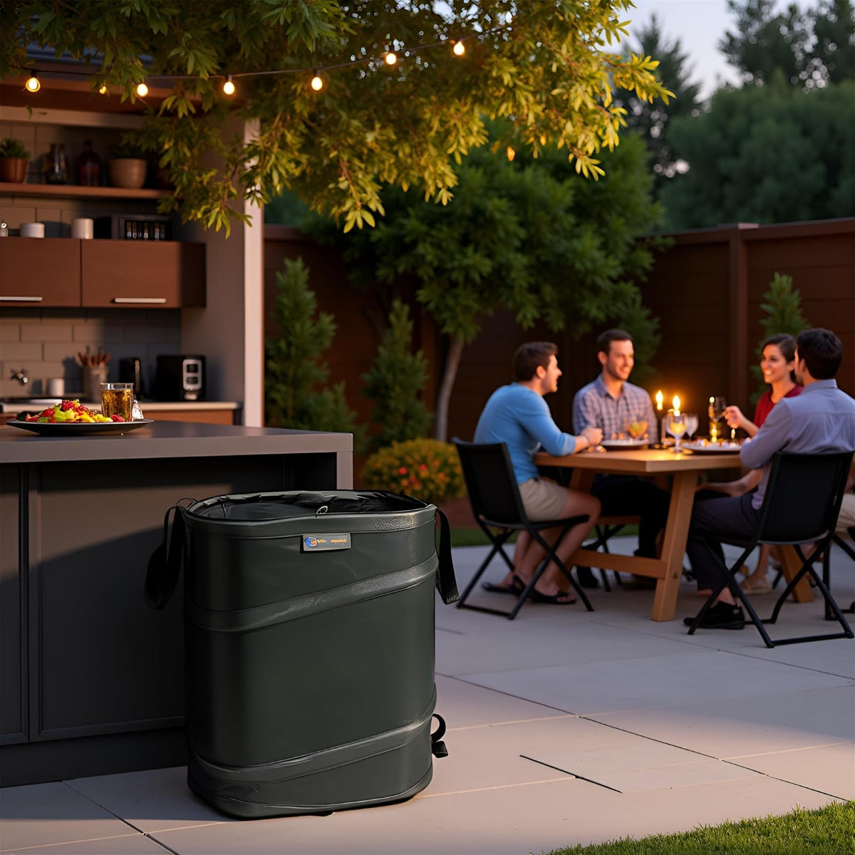 YUDI & GARDEN versatile bin for camping and garden cleanup.