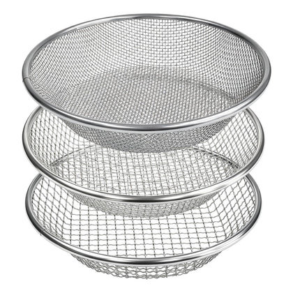 YUEBM gardening sifter quarter-inch mesh on a bucket for fast soil screening.