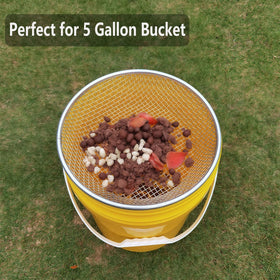 YUEBM sifter on bucket shows easy, mess-free setup for efficient material separation.