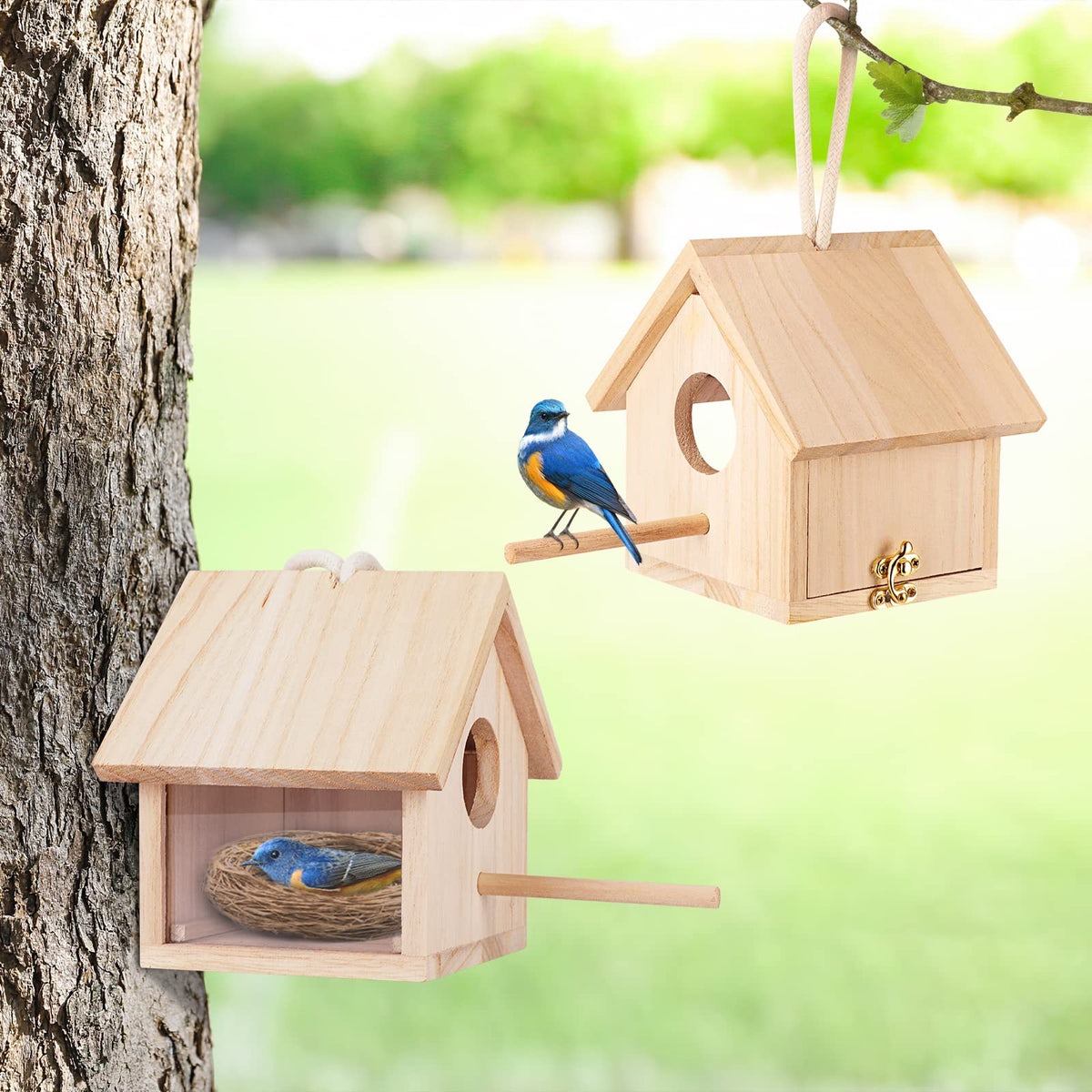 YUEPET compact 4.3x4.3x5.5 inch bird house fits tight spaces