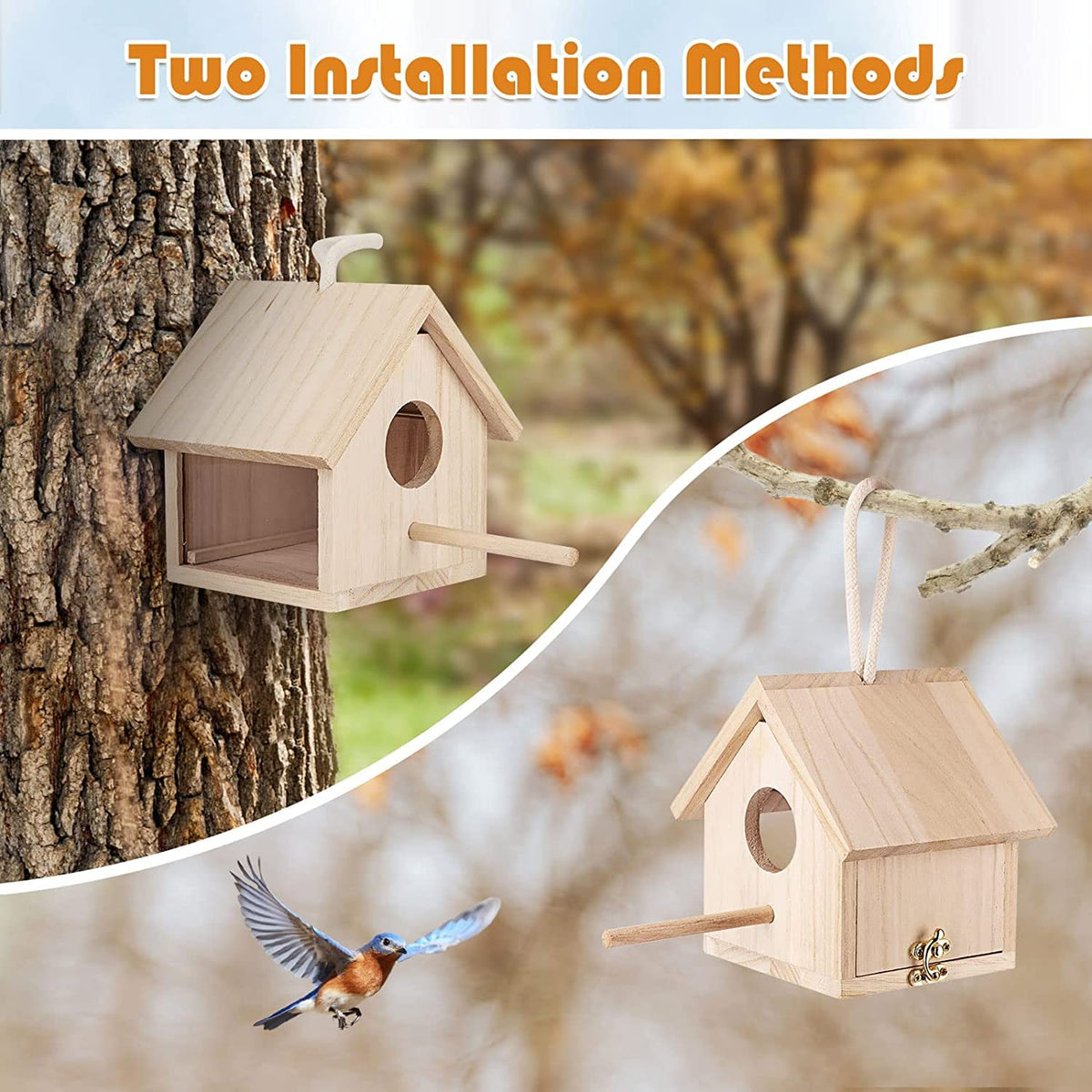 YUEPET dual installation option with rope for hanging or screws for mounting