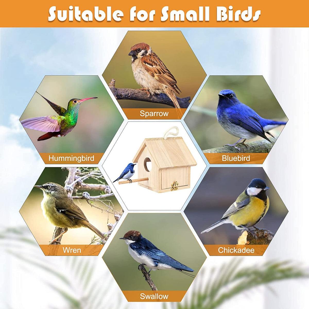 YUEPET log-colored bird house ready for DIY painting and customization