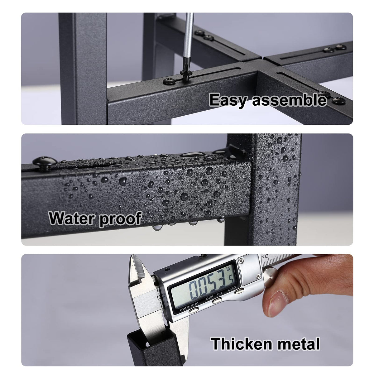 YueTong black plant stand set indoors and outdoors to elevate plants.