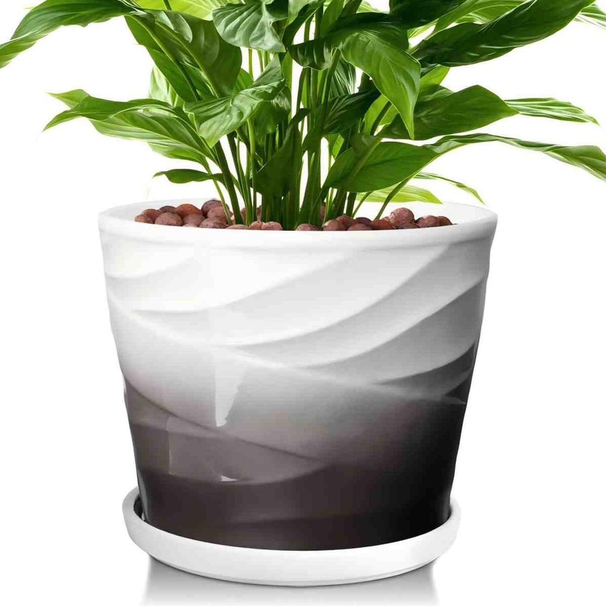 YUFDA 8-inch ceramic plant pot with drainage hole promotes healthy root growth.