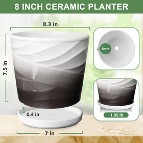 YUFDA ceramic planter in balcony setting receives sunlight, ideal for porch plants.