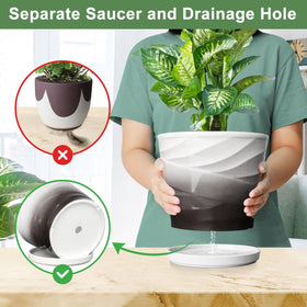 YUFDA 8-inch ceramic pot endures sun and cold indoors or outdoors.