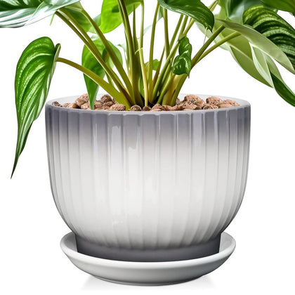 YUFDA 8-inch ceramic pot with gradient glaze for stylish indoor display