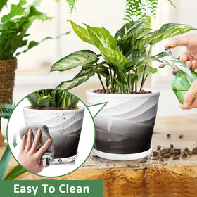 YUFDA ceramic planter suited for indoor-outdoor placement on shelves.