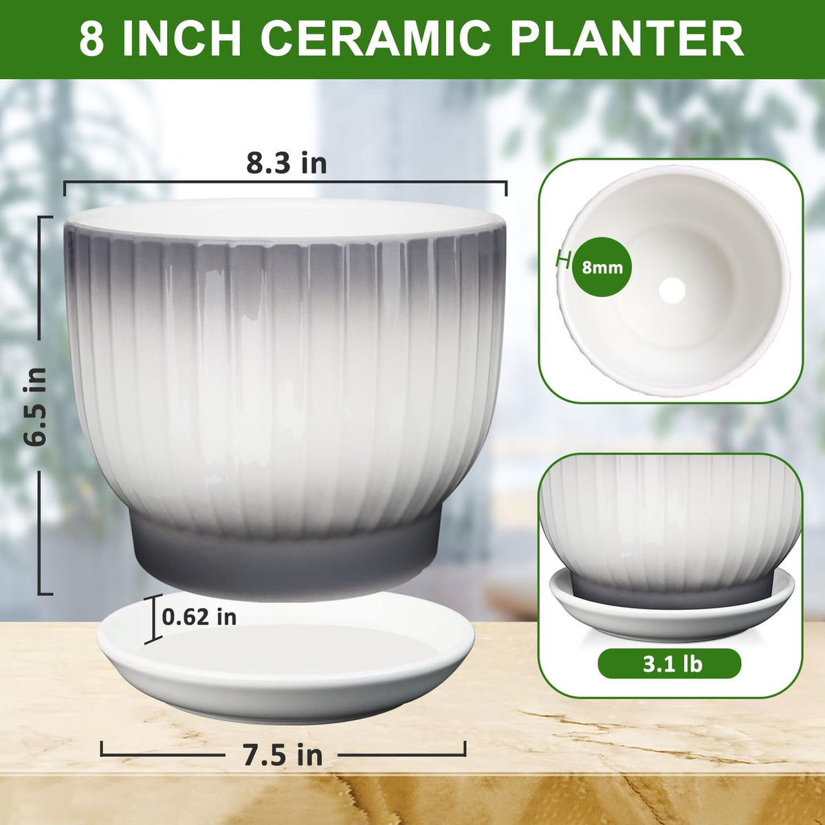YUFDA ceramic pot showing drainage holes for better air circulation