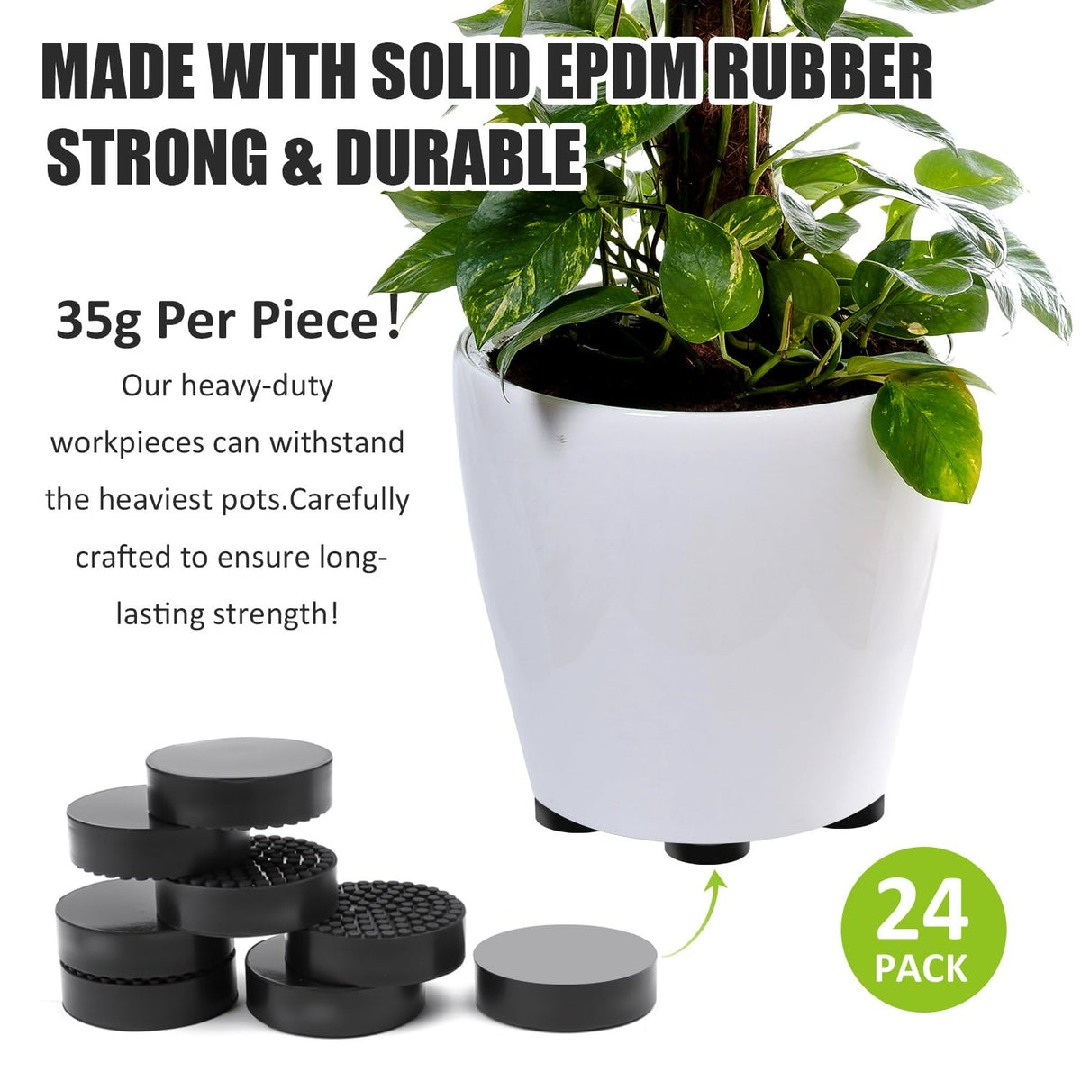 YUFDA enhanced anti-slip grip pot feet on a wooden surface.