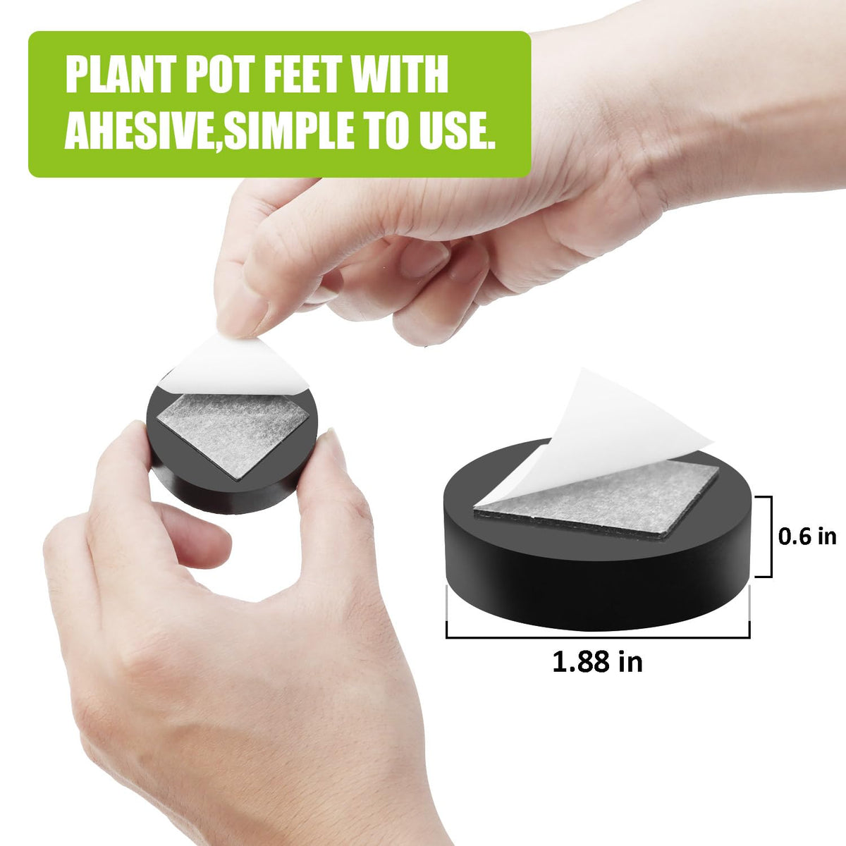 YUFDA odorless EPDM rubber pot feet support a ceramic planter.