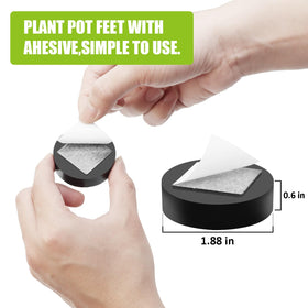 YUFDA odorless EPDM rubber pot feet support a ceramic planter.