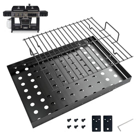 Yuflame charcoal tray stretched to 15-28 inches for universal grill compatibility.