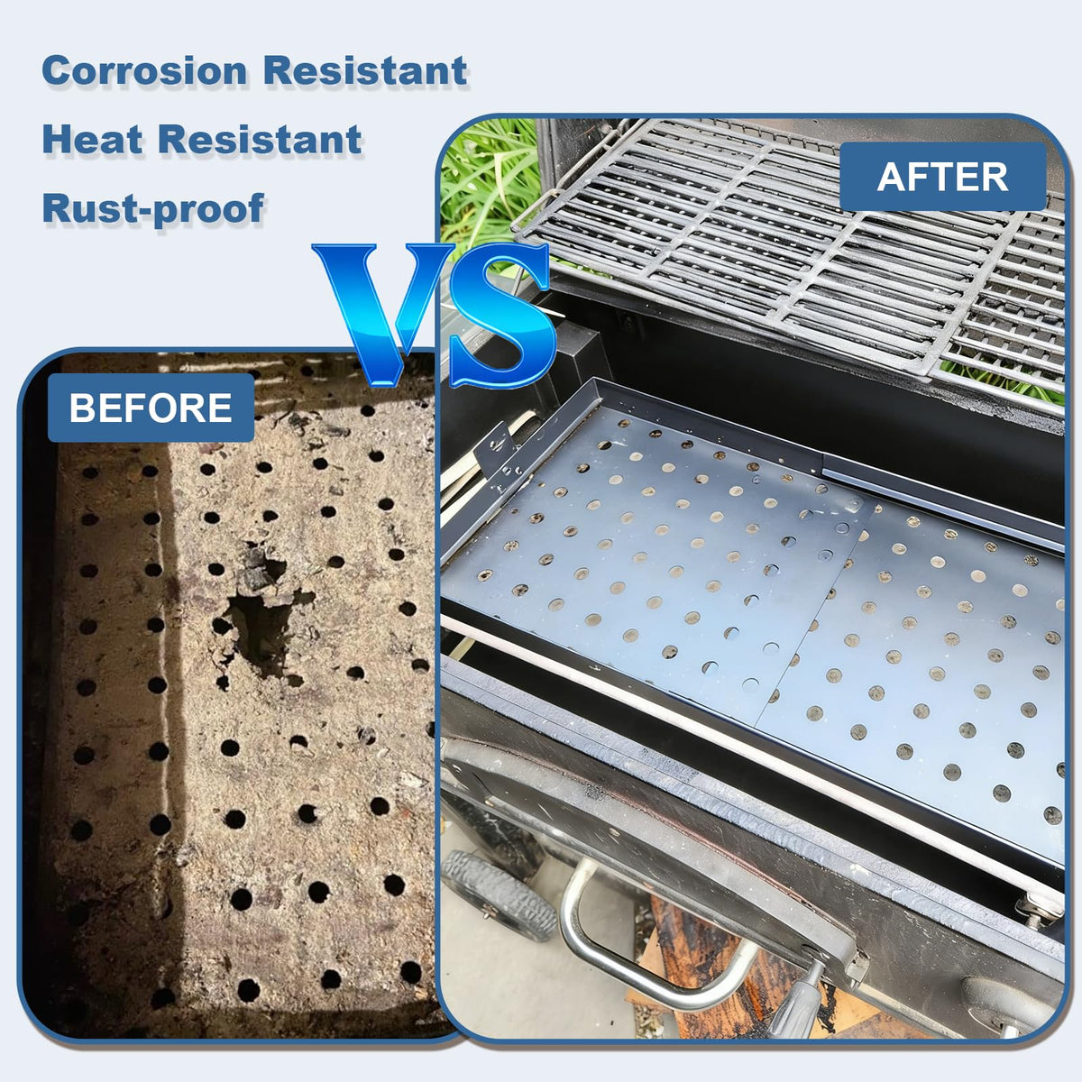 Yuflame easy ash removal on a smooth-coated tray after cooking.