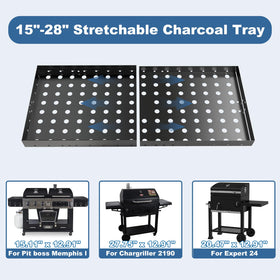 Yuflame heavy-duty steel charcoal tray with heat-resistant coating.