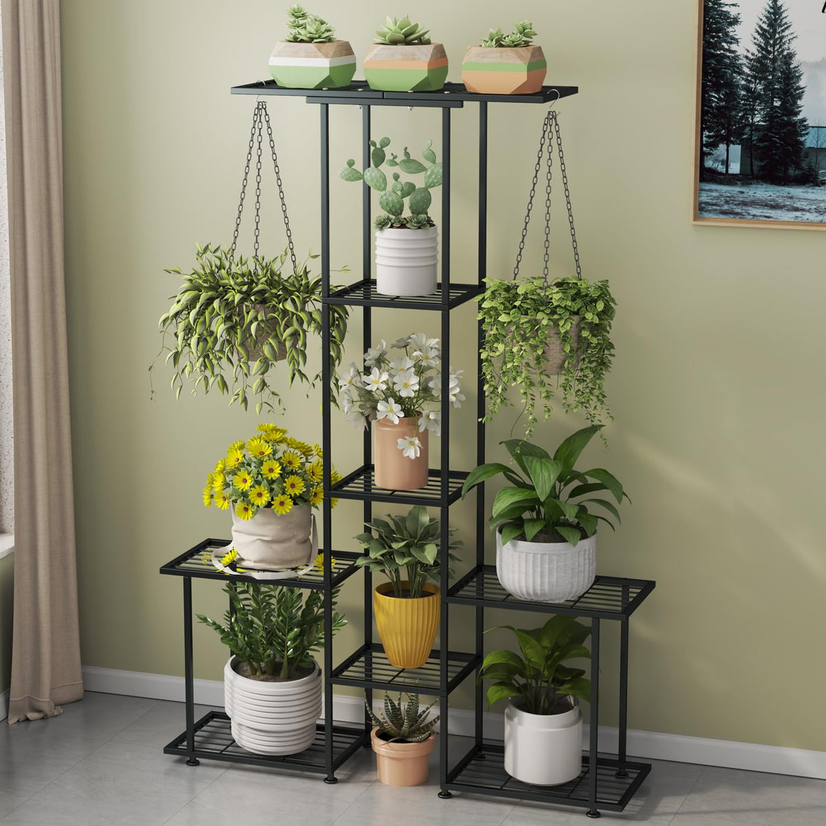 YUJCHMTZN plant stand placed indoors and outdoors for versatile use