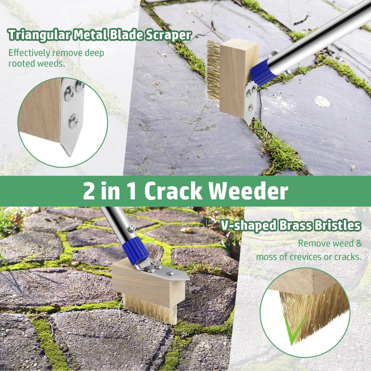 YUJOIBAN stainless steel crack weeder L-shaped head targets narrow gaps efficiently.